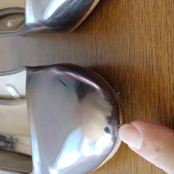 Zara Rose Gold Metallic Block Heel Pumps Square Toe Size 40 US 9 Wedding - Picture 4 of 11